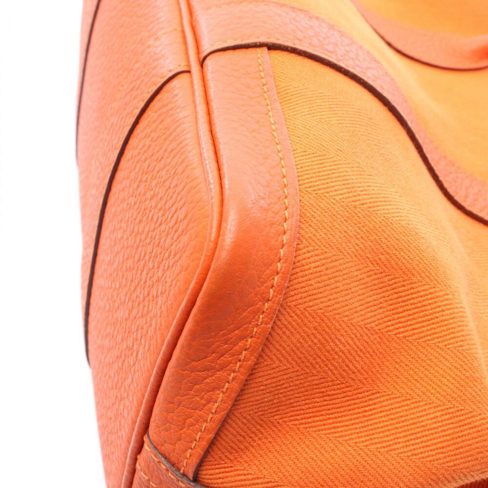 Hermes Garden Party TPM Tote Bag Handbag Leather Toile Chevron Women's Orange - Picture 10 of 11